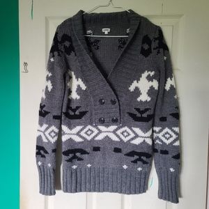 Gray, Black and White Sweater. Size S